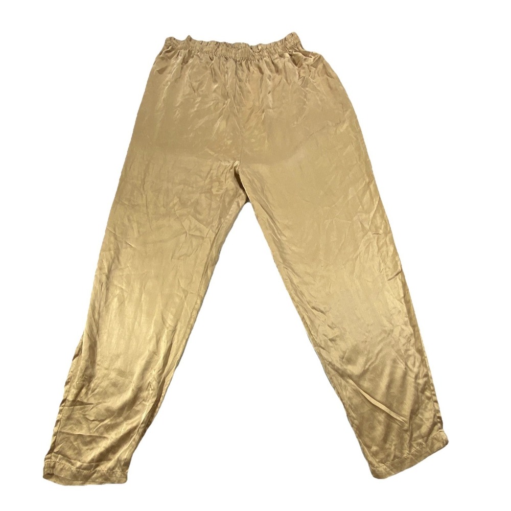 Victoria's Secret Pants Womens Medium‎ Khaki Metallic Shine Short Length Pull On